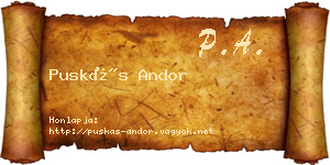 Puskás Andor névjegykártya