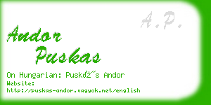 andor puskas business card